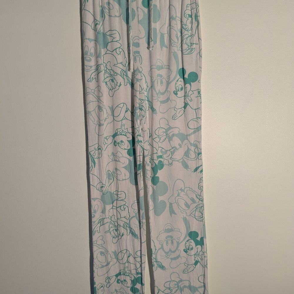 Disney White Pajama Pants with Green Cartoon Print‎ Xs